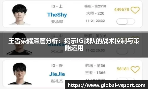 王者荣耀深度分析：揭示IG战队的战术控制与策略运用